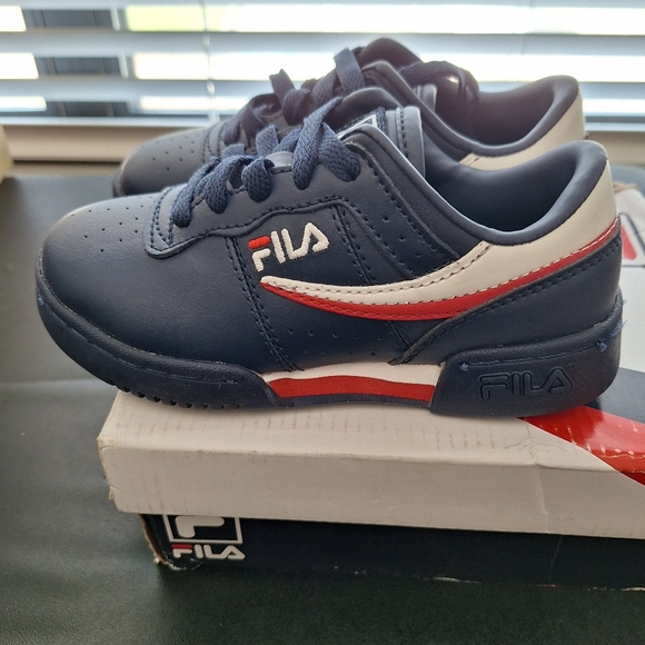 FILA Kids Original Fitness Sneakers Size 12.5 Navy Blue Red - Picture 6 of 11